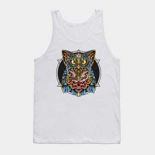 Owl skull horn fire Tank Top